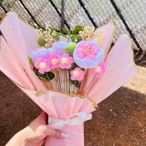 Pink and white Crochet Flower Bouquet 💐